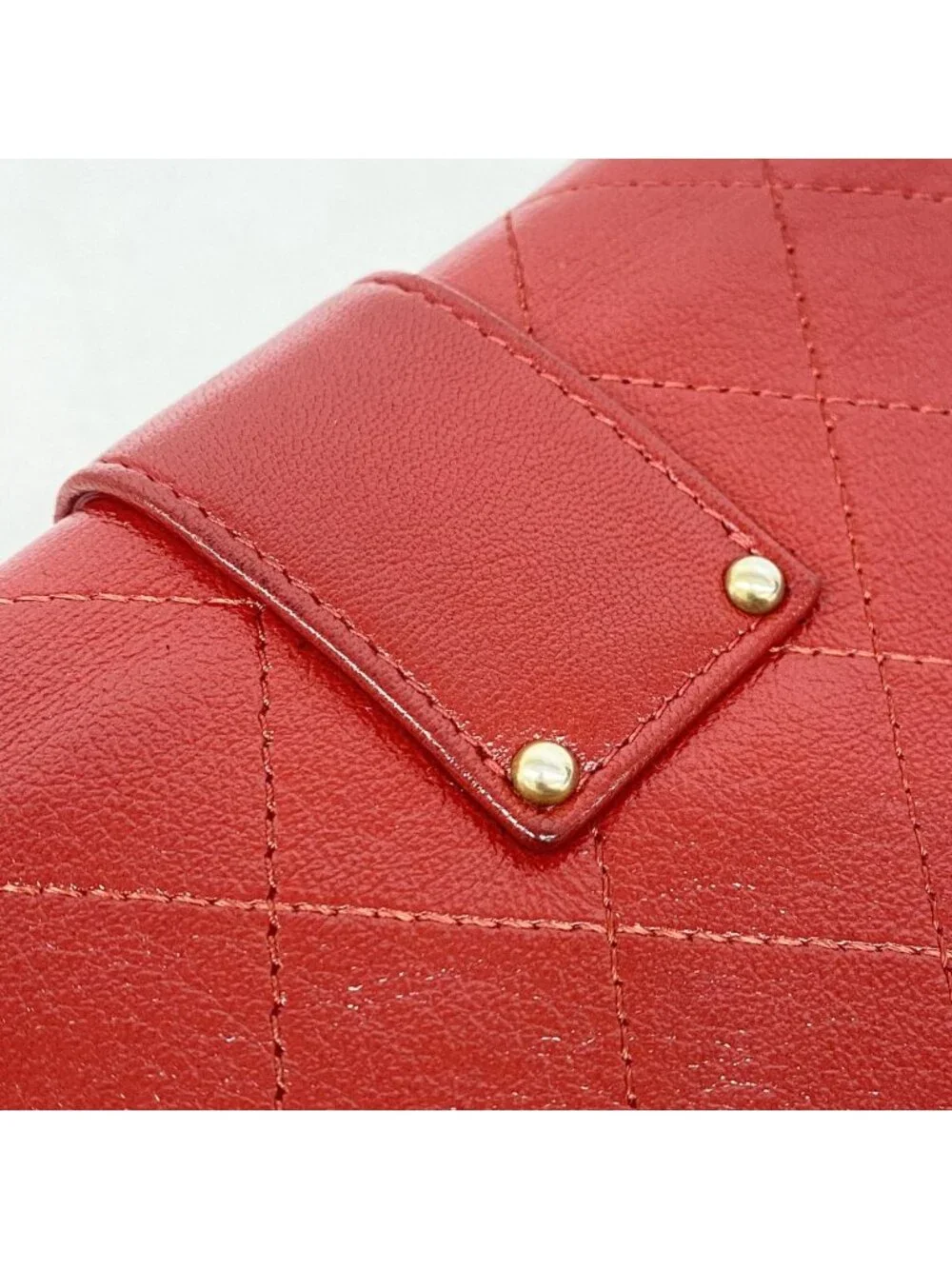 Chanel Wallet on Chain Quilted Leather Red Gold Shoulder Bag